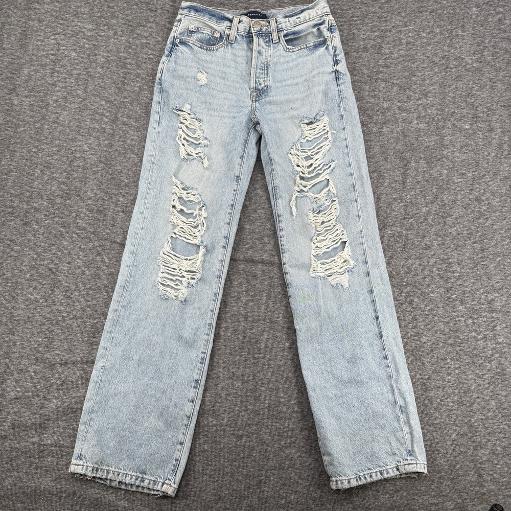Aeropostale Low Rise Skater Jeans Womens Distressed Ripped Light Wash Size 00R